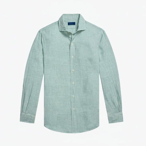 Custom Fit Leinenhemd Vandhlr Grün Weiß S 