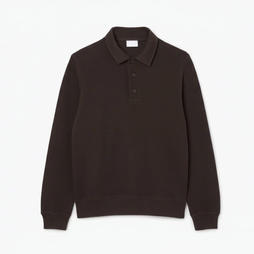 Geripptes Baumwoll-Sweatshirt Mit Polo-Kragen
