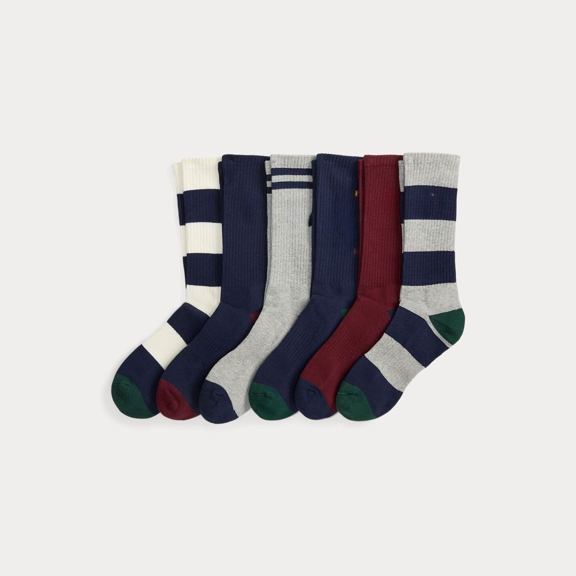 Polo Bear Cotton-Blend Crew Sock 6-Pack Vandhlr Orange/Schwarz/Creme/Marineblau 