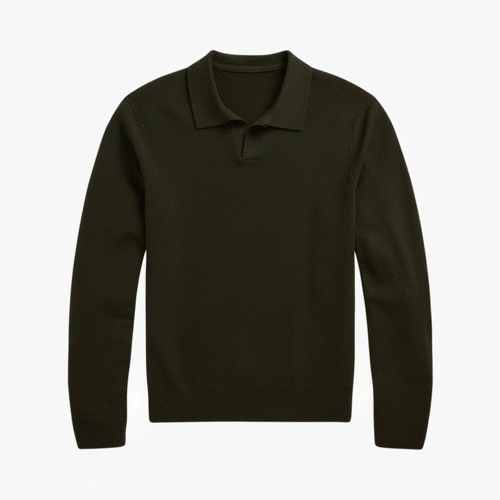 Woll-Pullover Mit Johnny-Kragen Vandhlr Blattgrün S 