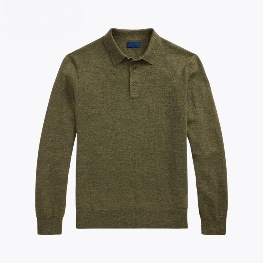 Woll-Pullover Mit Polo-Kragen Vandhlr Oliv S 