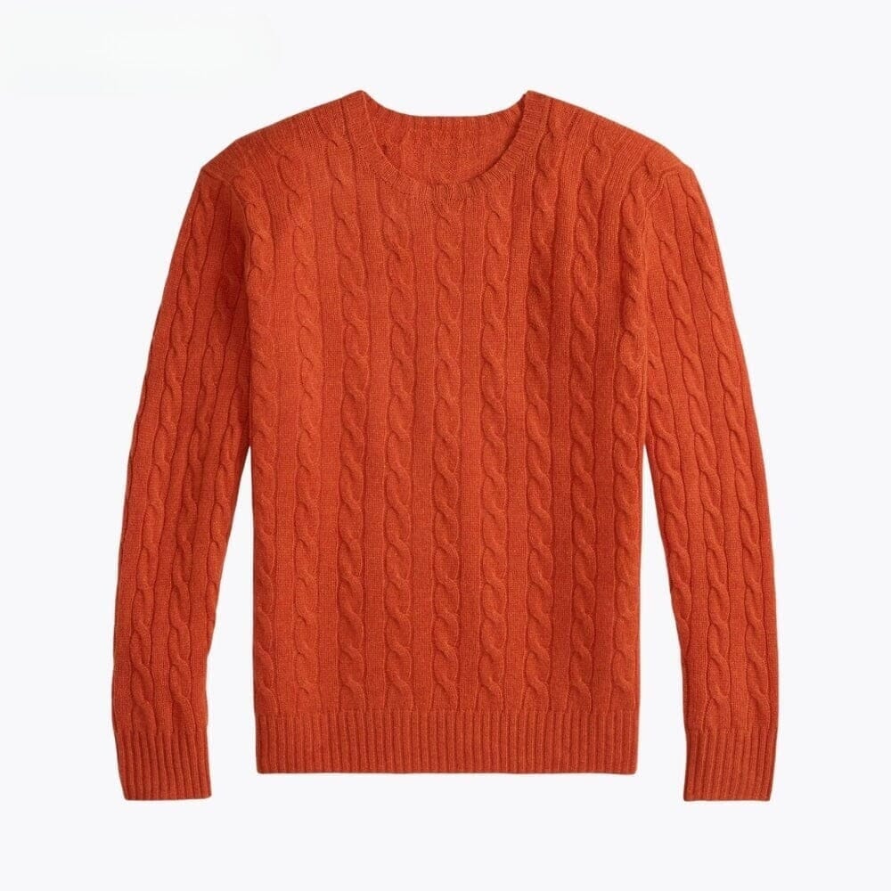Zopfstrick-Pullover Aus Wolle-Kaschmir Vandhlr Orange S 